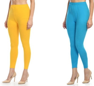 City Fashion Ankle Length Western Wear Legging(Yellow, Light Blue, Solid)