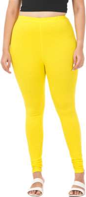 LoveiT Churidar  Western Wear Legging(Yellow, Solid)