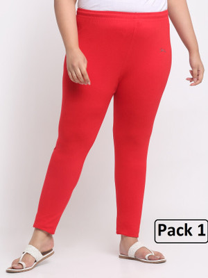 Trend Level Ankle Length Western Wear Legging(Red, Solid)