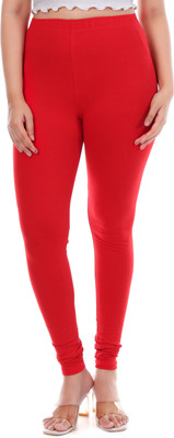 tpf Churidar Length Western Wear Legging(Red, Solid)