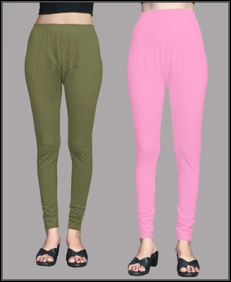 GN SPORTS Churidar  Western Wear Legging(Green, Pink, Solid)