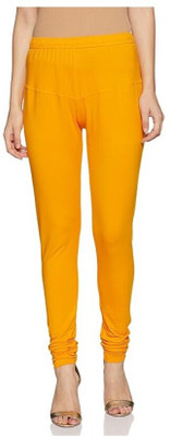 Leggynest Churidar  Ethnic Wear Legging(Yellow, Solid)