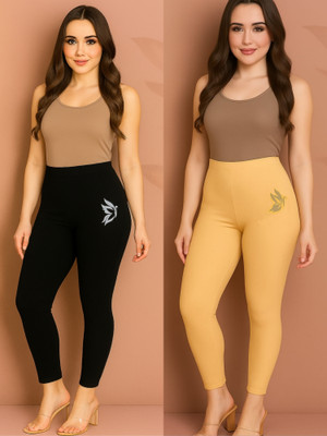 DRENTERPRISES Ankle Length Ethnic Wear Legging(Black, Beige, Solid)