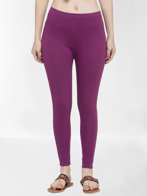 Trend Level Ankle Length Western Wear Legging(Purple, Solid)