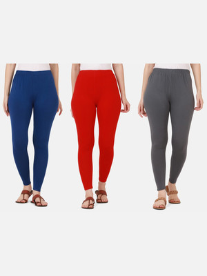 BuyNewTrend Ankle Length Western Wear Legging(Blue, Red, Grey, Solid)