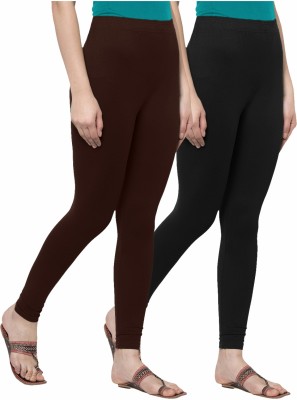 Honeylips Churidar  Ethnic Wear Legging(Brown, Black, Solid)