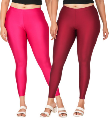 LoveiT Ankle Length Western Wear Legging(Pink, Maroon, Solid)