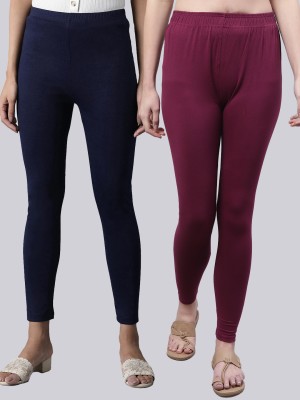 VALLES365 by S.c. Ankle Length  Ethnic Wear Legging(Dark Blue, Purple, Solid)