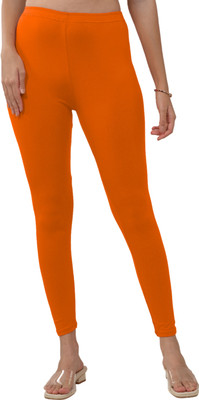 Lyra Ankle Length  Ethnic Wear Legging(Orange, Solid)