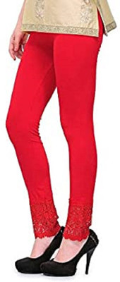 Boldpick Ankle Length  Western Wear Legging(Red, Solid)