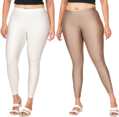 LoveiT Ankle Length Western Wear Legging(White, Brown, Solid)