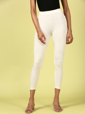 De Moza Ankle Length Ethnic Wear Legging(White, Solid)