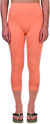 ZAYANQA 3/4th/Calf Length Western Wear Legging(Orange, Solid)