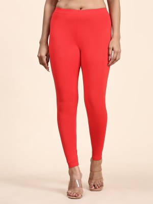 OUTFLITS Ankle Length  Western Wear Legging(Red, Solid)