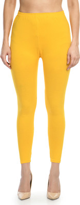 24Hour Fashion Ankle Length Western Wear Legging(Yellow, Solid)