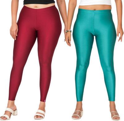 LoveiT Ankle Length Western Wear Legging(Maroon, Green, Solid)