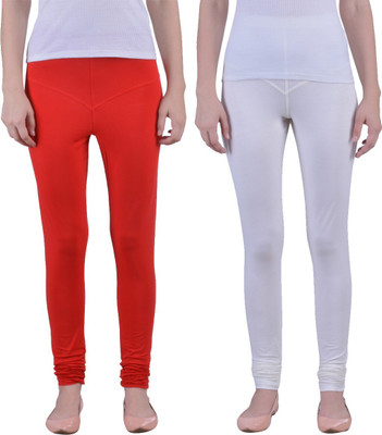 Dollar Missy Ethnic Wear Legging(Red, White, Solid)