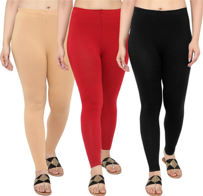 NGT Ankle Length Western Wear Legging(Beige, Red, Black, Solid)