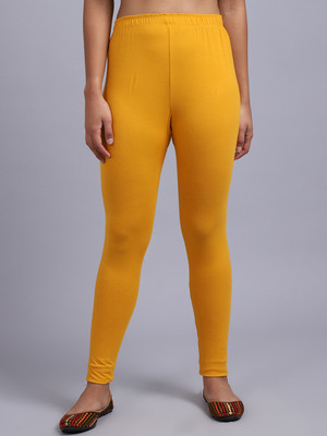 CKARFE Ankle Length Western Wear Legging(Yellow, Solid)