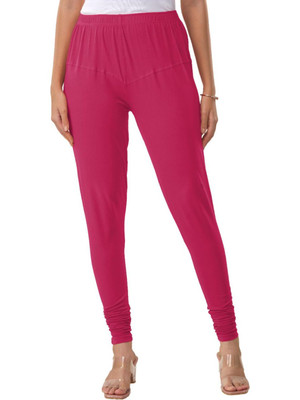 Lyra Churidar Length Ethnic Wear Legging(Pink, Solid)