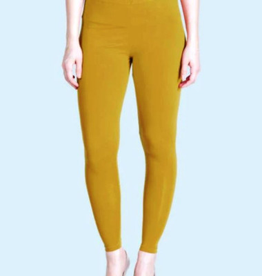 Lyra womens wear Ankle Length  Western Wear Legging(Yellow, Solid)
