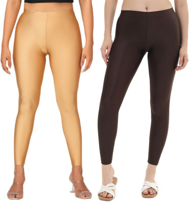 LoveiT Ankle Length Western Wear Legging(Gold, Brown, Solid)
