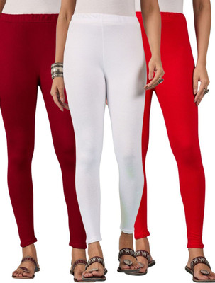 DIMPY GARMENTS Ankle Length Western Wear Legging(Maroon, Red, White, Solid)