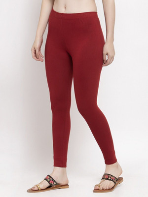 ABE Ankle Length Western Wear Legging(Maroon, Solid)