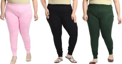 Kanya designs Churidar  Ethnic Wear Legging(Pink, Black, Green, Solid)