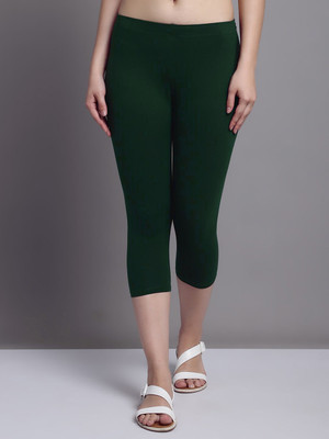 Style Access Western Wear Legging(Dark Green, Solid)