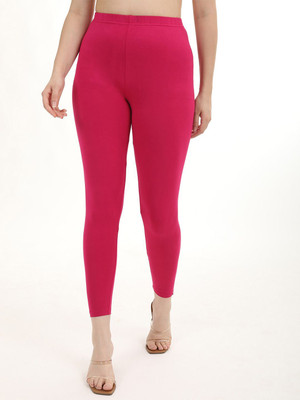 FLY BIRDS Ankle Length Western Wear Legging(Pink, Solid)