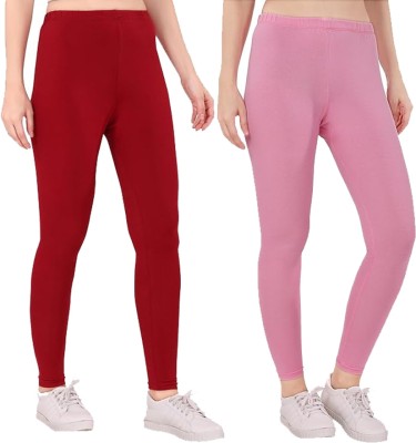 LOVO Ankle Length  Western Wear Legging(Maroon, Pink, Solid)