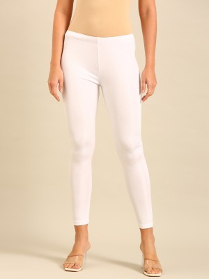 De Moza Ankle Length  Ethnic Wear Legging(White, Solid)