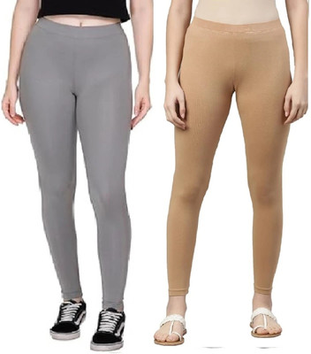 ZAYANQA Ankle Length Western Wear Legging(Beige, Grey, Solid)