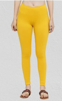 PENTTO Ankle Length  Western Wear Legging(Yellow, Solid)