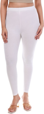 FIT FLICK Ankle Length  Western Wear Legging(White, Solid)