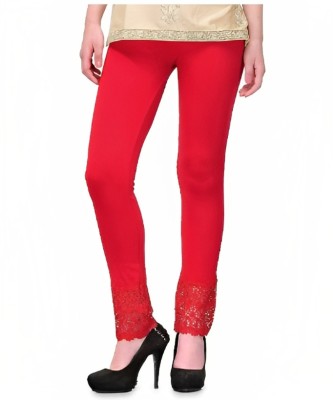 Minimus Ankle Length Western Wear Legging(Red, Solid)