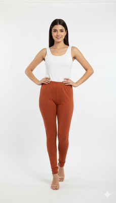 EMAZE Churidar Length Western Wear Legging(Orange, Color Block)