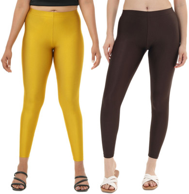 LoveiT Ankle Length Western Wear Legging(Light Green, Brown, Solid)