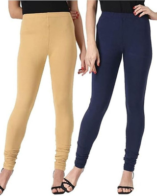 REET By MUKTA’S COUTURE Churidar Length Ethnic Wear Legging(Dark Blue, Beige, Solid)