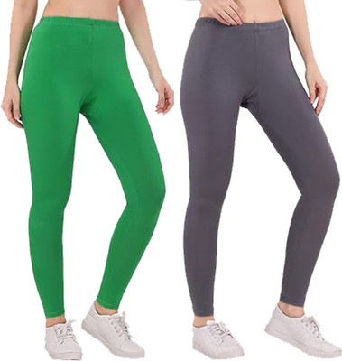 adibaba Ankle Length  Western Wear Legging(Green, Grey, Solid)