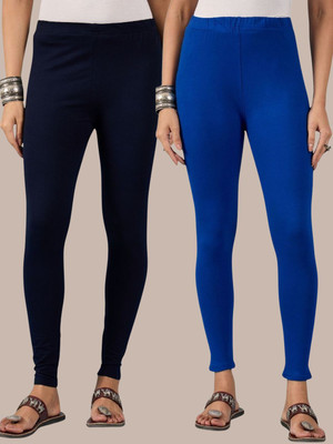 QIOA Ankle Length Western Wear Legging(Dark Blue, Blue, Solid)