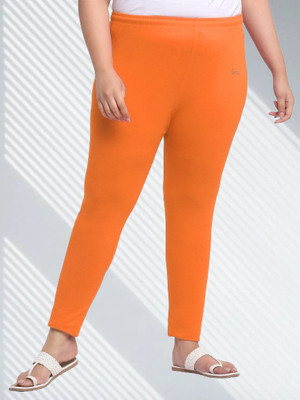 Trend Level Ankle Length Western Wear Legging(Orange, Solid)