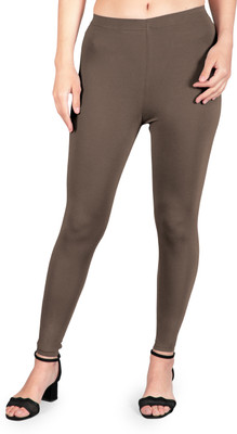 Popollo Ankle Length  Western Wear Legging(Brown, Solid)