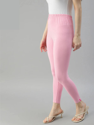 Triangletees Ankle Length Western Wear Legging(Pink, Solid)