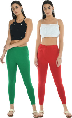 Sukhharta Ankle Length  Western Wear Legging(Green, Red, Solid)