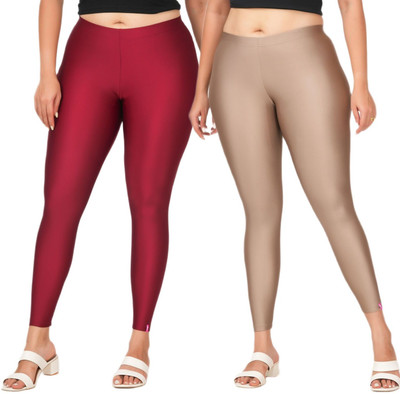 LoveiT Ankle Length Western Wear Legging(Maroon, Grey, Solid)