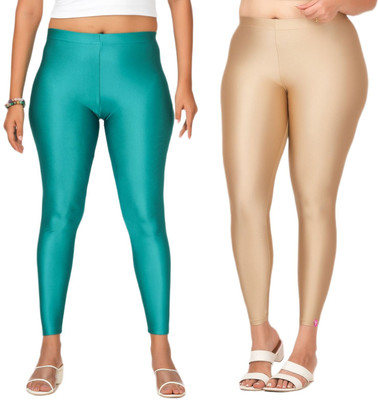 LoveiT Ankle Length Western Wear Legging(Green, Beige, Solid)
