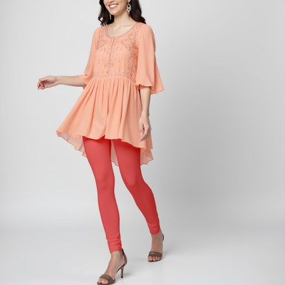 EMI Churidar  Western Wear Legging(Pink, Solid)