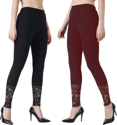 aakrushi Ankle Length  Ethnic Wear Legging(Black, Solid)